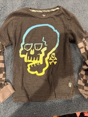 Shaun White Long Sleeve Tee with Blue and Yellow Skull